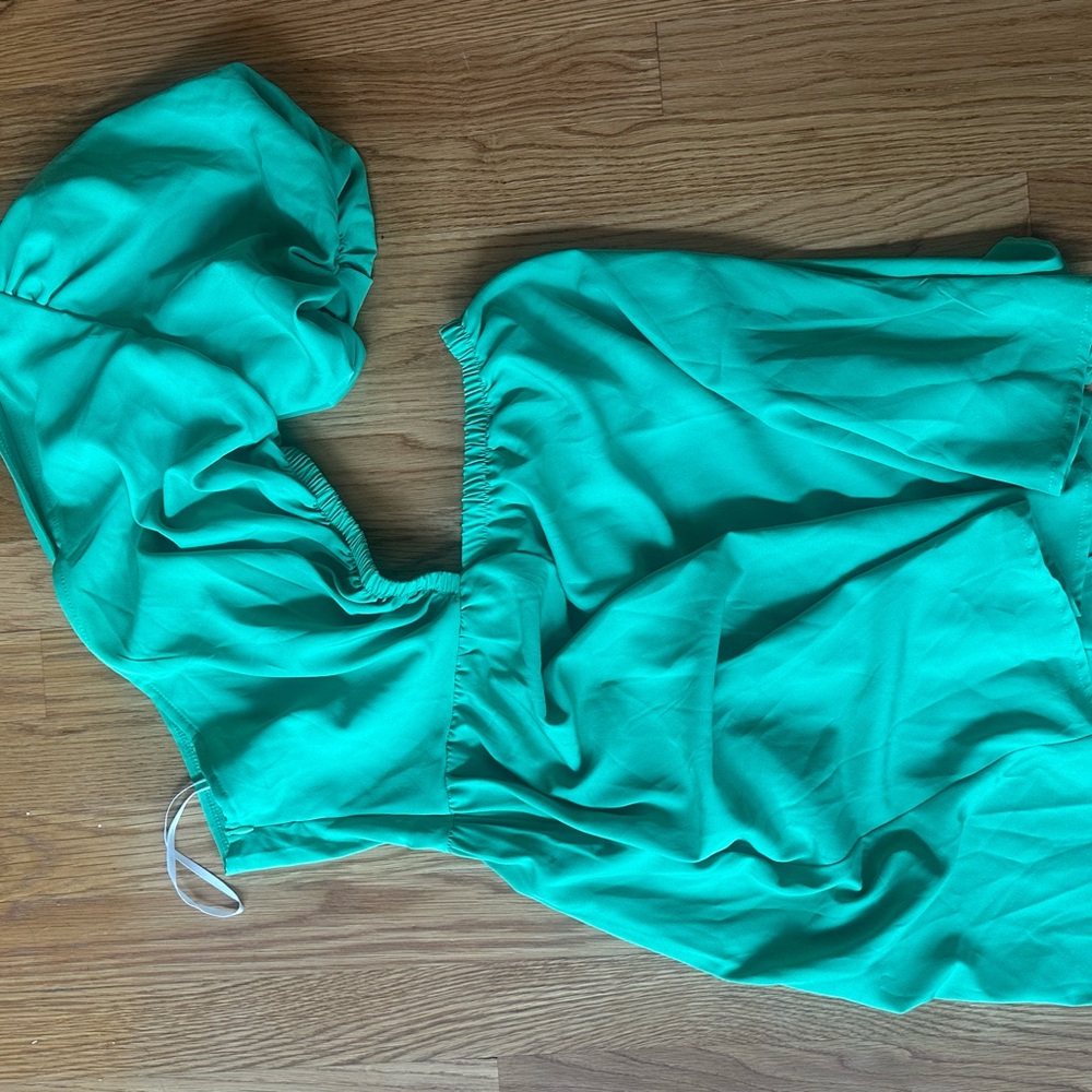 SHEIN One Shoulder Dress in Vibrant Green